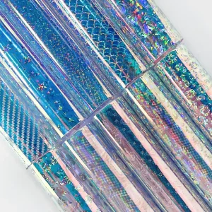 0.1mm Holographic Transparent PVC Roll Laser Pattern Vinyl Material Laser Blue PVC Film for Decoration Bag