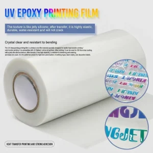 0.3*50m UV Epoxy Transfer Film Roll Heat Press for Textile DTF Printer PU Film for Garment Decoration