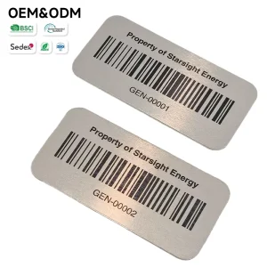 0.5mm Anodized Aluminum Serial Number Barcode Plate Equipment Inventory Tracking Label Adhesive Metal ID Tag Aluminum Asset Tag