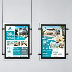 1-9pcs Flyer Brochure Cable Display Systems Boards Signs Stands Ads Agent LED Window Real Estate Display Hanging Panel
