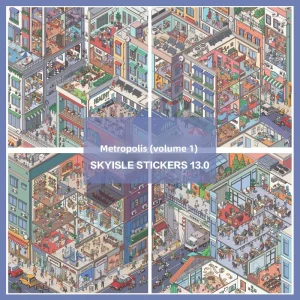 1 Pack Sky Island 13.0 Metropolitan Landscape Stickers Miniature Street View Grid Room Handmade DIY Decompression Toy Stickers