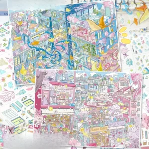 1 Pack of Stickers Large-scale Miniature Scene Stickers 3D Pop-up DIY Journaling Stickers