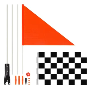 1 Set Eco Friendly Digital Printed Triangle Bicycle Safety Flag Racing Flag Adjustable Height Heavy Duty Fiberglass Rod