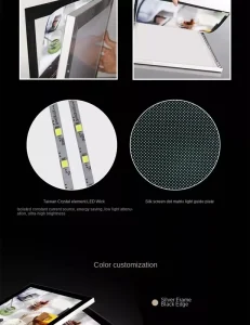 1.5 Thick Ultra-Thin Rectangle Aluminum Alloy Waterproof Billboard Endless Magnetic LED Advertising Light Guide Plate Light Box
