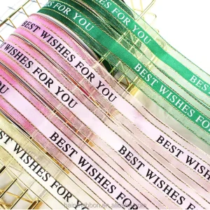 1.5inch Ribbon Printer Mesh Blue Ribbon Custom Personalized Logo for 100% Polyester Flower Ribbon
