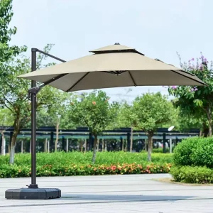 10 Ft Large Economical Outdoor Patio Parasol Waterproof Windproof UV 50+ Sun Shade Adjustable Aluminum Frame Outdoor Furniture