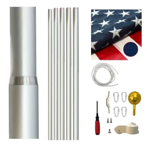 10 Gauge Heavy Duty Flag Pole with Embroidery Flag for Garden Yard Outdoor Flagpole in Ground