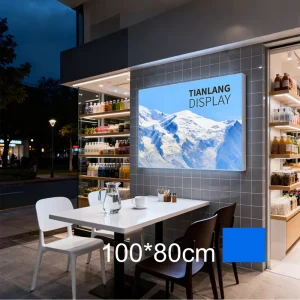 100*80cm Profile Edge Lit Light Box Indoor Outdoor Signage UV 3P Fabric Wall Mounted 6400K LED