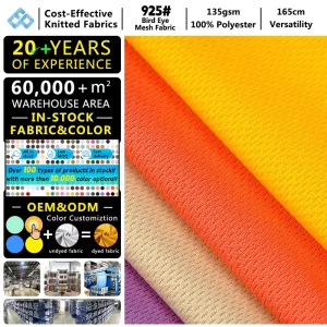 100% Polyester 135 GSM Quick Dry Stretch Bird Eye Mesh Fabric For T shirt Sportswear Jersey Custom Sublimation Digital Print