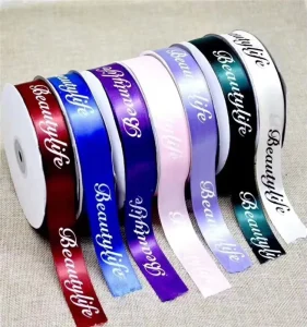 100% Polyester Custom Printed Grosgrain Ribbon Single Face Dots Pattern Featuring Your Logo High Tenacity Oeko Tex