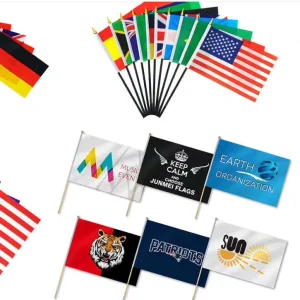 100% Polyester Customizable Digital Printed Small Hand-Cranked National Flag Portable Soft Handheld Flag