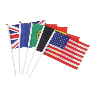 100% Polyester Hand Flag for Decoration Advertising Flag All Over the World Promotion Hand Held Flags