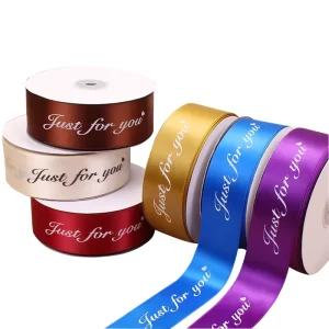 100% Polyester Recycled 1 Inch 25mm Single Face Printed Logo Satin Ribbon 100-yard Roll 196 Colors