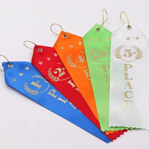 100% Polyester Satin Custom Colorful 1st Place Event Ribbon with Single Face Custom Logo Printed Award Ribbons Badge