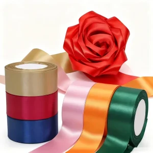 100% Polyester Satin Ribbon 4cm Custom Printed Ribbon Satin Solid Color Polyester Satin Ribbons for Gift Wrap