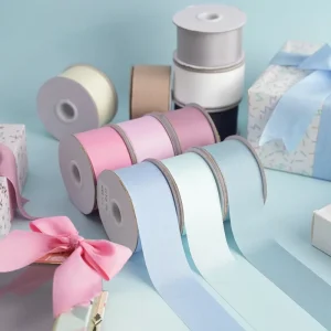 100% Polyester Single Face Satin Custom Ribbon with Logo 196 Colors 3/8 Inch for Bow Gift Ribbon Wrap Party and Wedding