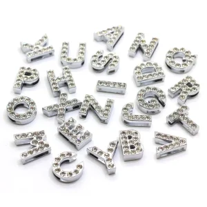 100Pcs 26 Letters a to Z Alphabet Charms Rhinestone Letter Pendants DIY Necklace Earrings Jewelry Findings