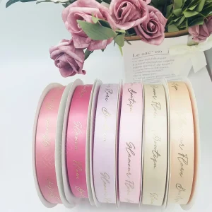 100yards Personalized Satin Ribbon Logo Printed DIY OEM Polyester Foil Satin Ribbon Custom Ribbon Printing