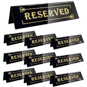 10PCS Waterproof Acrylic Reserved Table Signs Double Sided 6x2x1.6 in for Weddings Restaurants Meetings Events