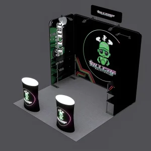 10X10ft Foldable Dye Sublimation Portable Exhibition Booth Display Shelves Aluminum Frame Reusable Lightweight Tension Fabric
