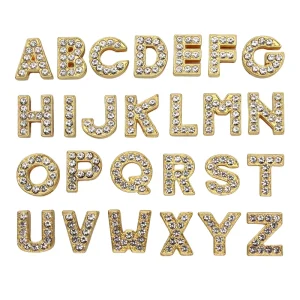 10mm Golden Crystal Slide Charms Letters for Jewelry Making Women Bracelet Alphabet A Z Pet Collar Necklace DIY Accessories Gift
