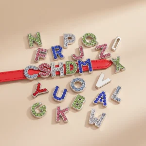 10mm Rhinestone Letter Charms Slide Letter Bracelet Jewelry Making Women Alphabet Pet Collar Pendants DIY Jewelry Accessories