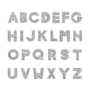 10mm Rhinestone Slide Decorative Metal Letters with Rhinestones DIY Accessory Slide Charms Numbers Ornamental Ornaments