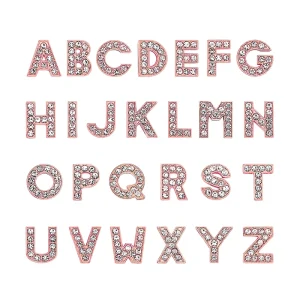 10mm Rose Gold Slide Letter Charms Rhinestone Crystal Alphabet A Z for Wristband Bracelet Gift DIY Letters Alloy Jewelry Making