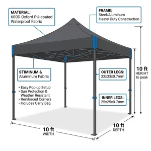10×10 Foldable Easy Pop Up Trade Exhibition Tent Portable Outdoor Waterproof Custom Printed 10X10 Advertising Tent