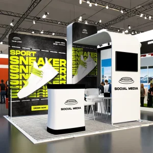 10×10 Modular Expo Booth Design Display Aluminium Frame Tension Fabric Exhibition Island Exhibit Booth for Trade Shows