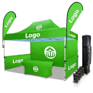 10x15ft Advertising Tent with Tablecloth Flag Folding Pop Up Design for Outdoor Events Trade Shows Custom Logo Printing Aluminum