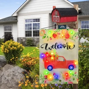 12*18inch Double Sided Small Polyester Led Lighted Garden Flag Banner Solar Car Led Lighted Garden Flags