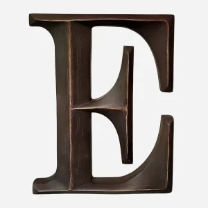 12 Inch Brown Finish Polyresin Alphabet Letter E Wall Decor Freestanding Resin Letter Craft DIY Decor Tabletop Decor