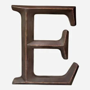 12 Inch Brown Finish Polyresin Alphabet Letter E Wall Decor Freestanding Resin Letter Craft DIY Decor Tabletop Decor