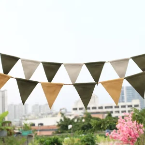 12 Piece Canvas Colorful Triangular Pennant Flag with Hang Rope Adjustable Bunting Banner Vintage Flag Banner for Decor