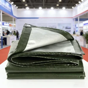 120GSM Brocade Fabric Tarpaulin Waterproof 3m X 3m Green UV Tear Resistant Reinforced Eyelets For Car Pool Caravan