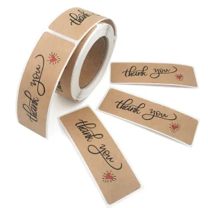 120Pcs Roll Waterproof Kraft Paper Self Adhesive Stickers Labels Custom Design Thank You for Your Order Sealing Stickers for