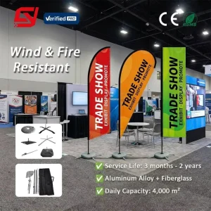 12&8 ft 2.8m 3.5 m Advertising Feather Flag Customized Polyester Double Sided Flying Beach L Shape Flag for Exhibition