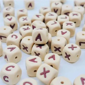 12mm Silicone Letter Beads Diy Personalized Name Necklace Pacifier Chain Baby Chewing Silicone Letters Alphabet Bead