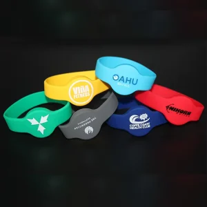 13.56MHz RFID NFC Silicone Wristband Waterproof Id Bracelet with Full Color Printing for Event Promotions