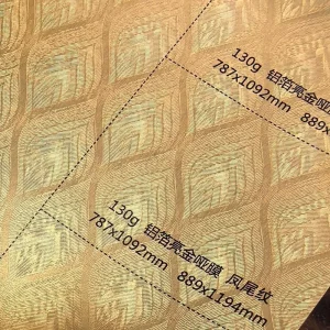 130g Metallized Paper Coated Matte Gold Embossed Texture Foil Laminated Premium Gift Box Linings (Luxury Packaging Material)