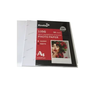 135g Waterproof Inkjet Glossy Self Adhesive Sticker Water Glue Photo Paper A4 50 Sheets