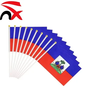 14x21cm Haiti Handheld Flag Polyester Fabric Durable Easy Grip for Outdoor Activities Sports Games