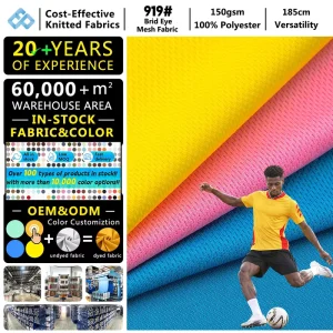 150gsm Bird Eye Mesh Fabric Quick Dry Breathable 100% Polyester Sublimation Print Fabric For Sports Wear Football Jersey Uniform