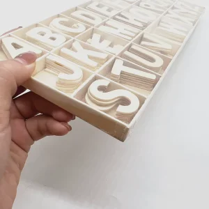 156 Piece Eco friendly Safe Painted Wooden Craft Letters with Storage Tray Set for Home Decor