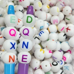 15mm Silicone Letter Beads 26pcs Set Alphabet Round Beads for Baby Teething DIY Jewelry Necklace Making