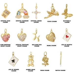 18K Gold Plated Non tarnish Stainless Steel DIY Accessories Love Letter Heart Cupid Pendant for Necklace Fashion Enamel Charms