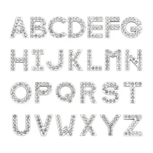 18mm Alloy Rhinestone Slide Hole Letters Cubes Jewelry Necklace Making