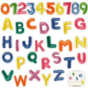 1CM PVC Iron-On Handmade Lace Embroidered English Letters A-Z & Numbers Mini Patches for Hat Bags Key Chains