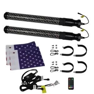 1FT 3FT Fatty LED Whip Light Brake Reverse Turning Dancing APP Remote Control ATV UTV Polaris RZR Off Road 12V Chasing